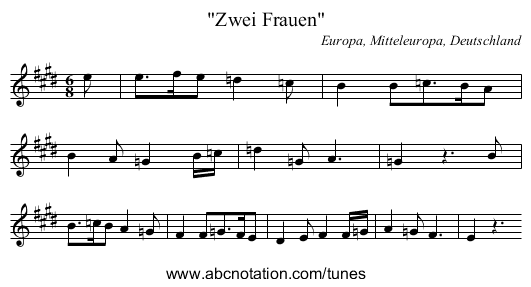 Zwei Frauen - staff notation