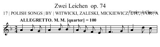 Zwei Leichen	 op. 74 - staff notation