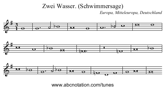Zwei Wasser. (Schwimmersage) - staff notation