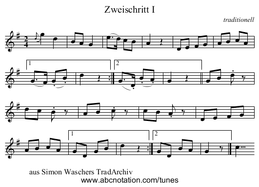 Zweischritt I - staff notation