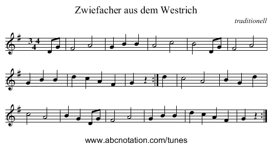 Zwiefacher aus dem Westrich - staff notation