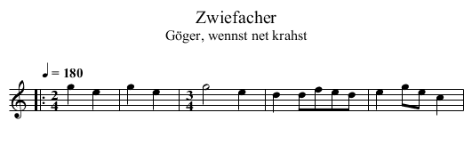 Zwiefacher - staff notation