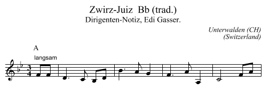 Zwirz-Juiz  Bb (trad.) - staff notation
