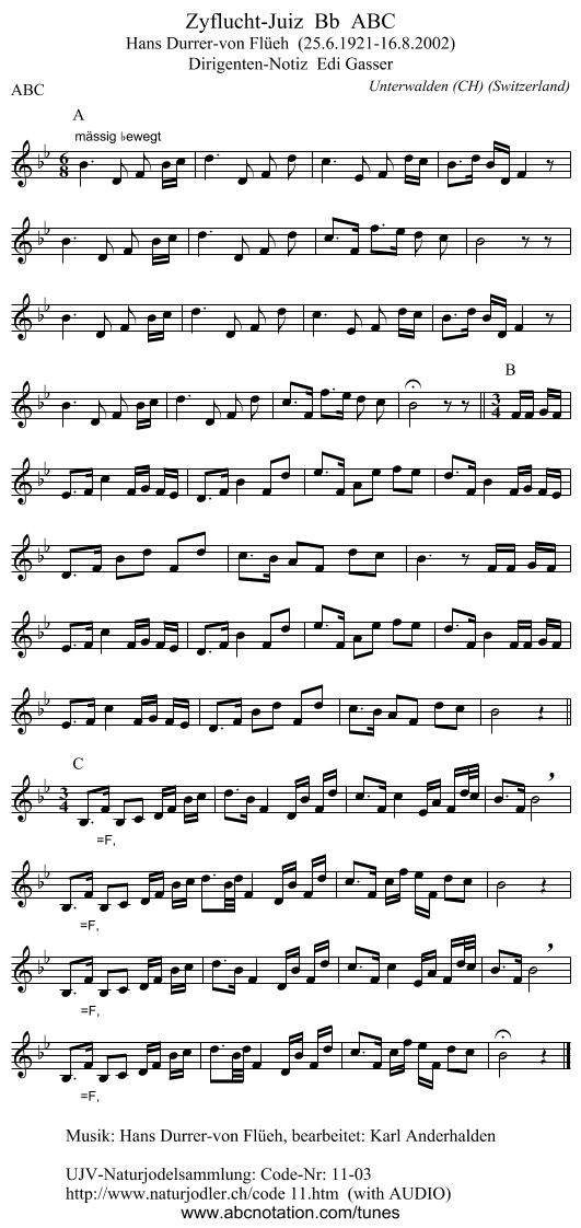 Zyflucht-Juiz Bb ABC - staff notation